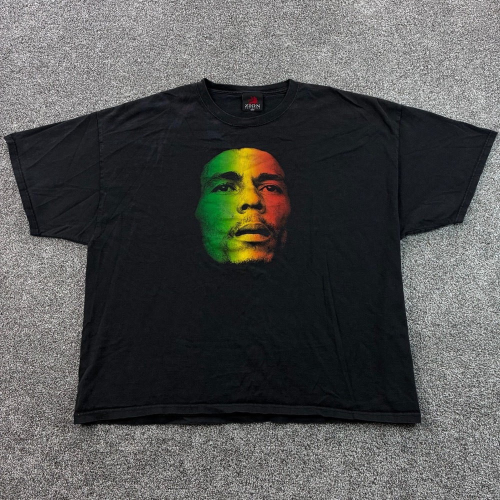 Vintage Y2K Bob Marley Shirt Mens 3XL Black Faded Zion Rootswear Reggae Music
